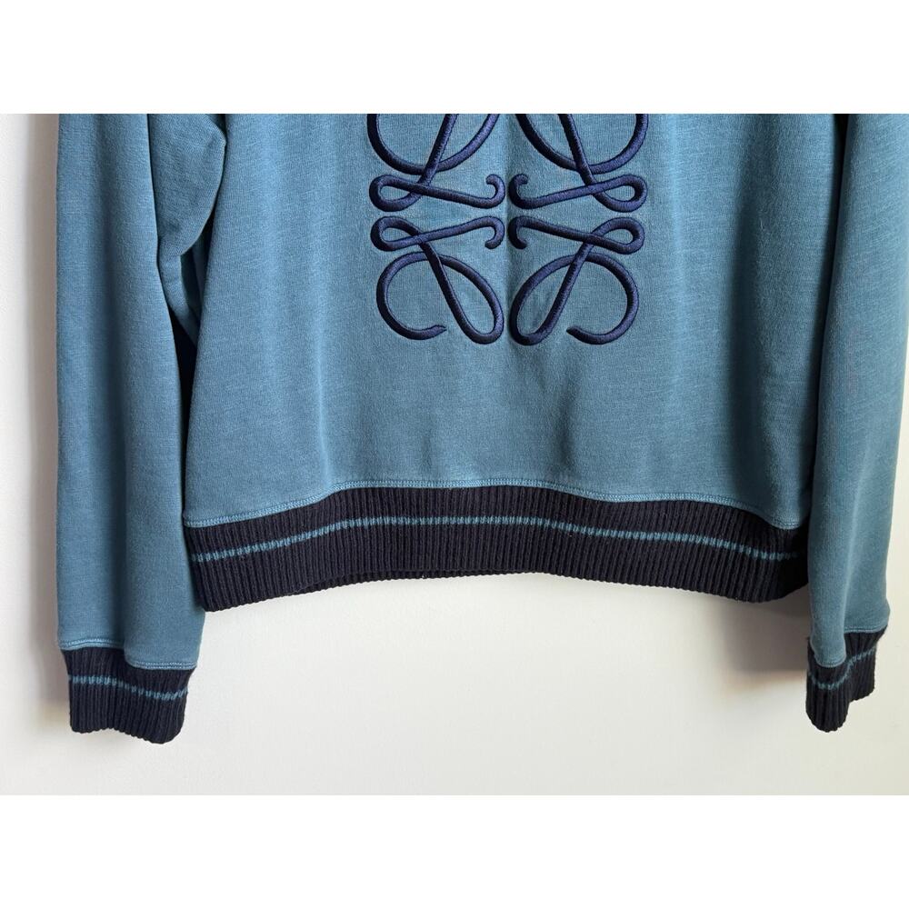 Loewe Anagram Embroidered Cotton Jersey  Sweatshirt Duck Blue Women's Medium - Picture 4 of 7